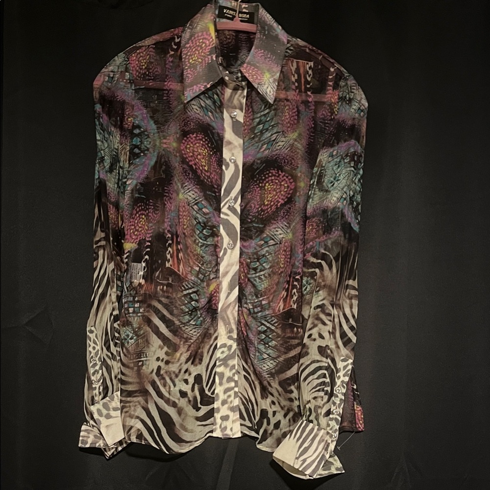 Vanita Rosa Vibrant Multicolor Animal Print Shirt